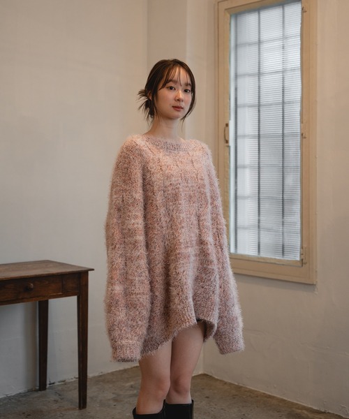 mideal（マイディール）の「mix color cable tunic / ミックスカラー