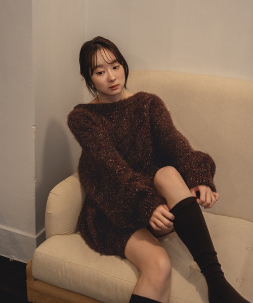 mideal（マイディール）の「mix color cable tunic / ミックスカラー