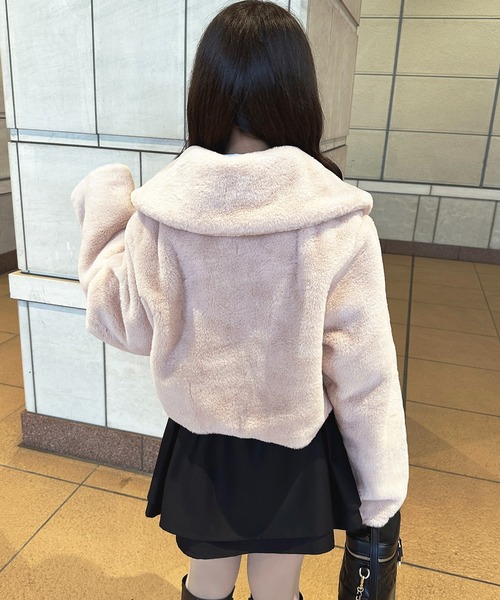 リボンビジューフェイクファーショートコート【ZOZOTOWN限定