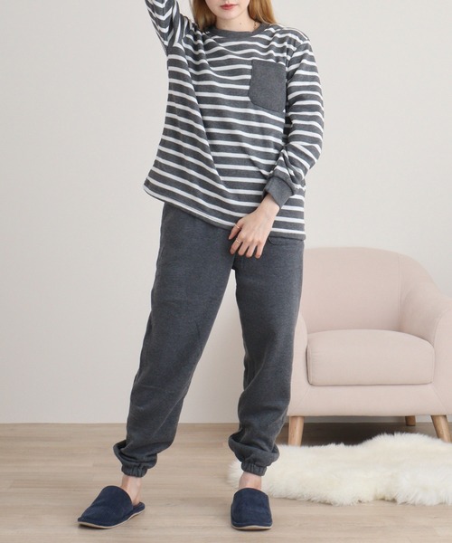 FUNALIVE（ファンアライブ）の「シャギー裏起毛パジャマ スウェット上下セットアップ（ルームウェア/パジャマ・レディース・チャコール/ネイビー/グレー系1/ネイビー系1/杢グレー/チャコールアッシュ・M/L）」の20枚目の写真