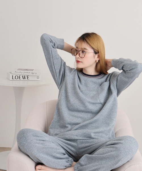 FUNALIVE（ファンアライブ）の「シャギー裏起毛パジャマ スウェット上下セットアップ（ルームウェア/パジャマ・レディース・チャコール/ネイビー/グレー系1/ネイビー系1/杢グレー/チャコールアッシュ・M/L）」の22枚目の写真