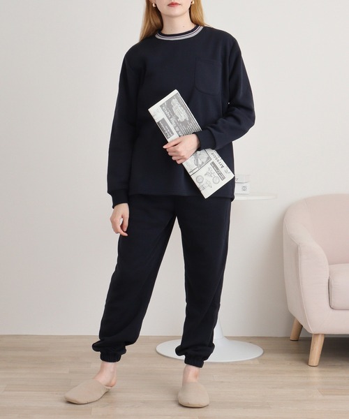 FUNALIVE（ファンアライブ）の「シャギー裏起毛パジャマ スウェット上下セットアップ（ルームウェア/パジャマ・レディース・チャコール/ネイビー/グレー系1/ネイビー系1/杢グレー/チャコールアッシュ・M/L）」の18枚目の写真