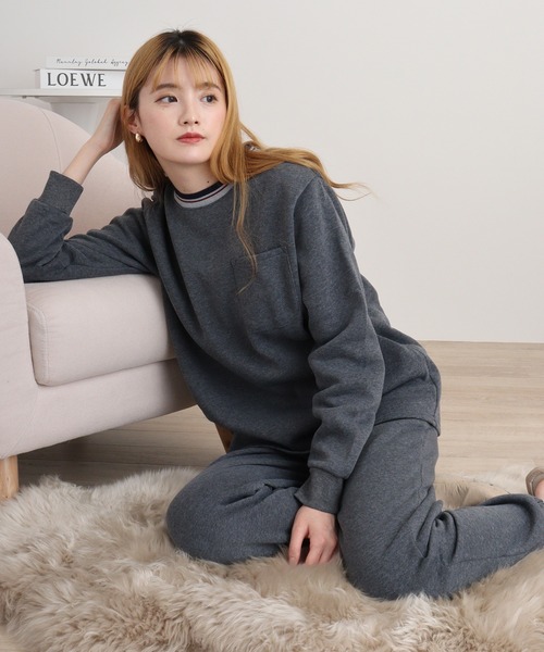 FUNALIVE（ファンアライブ）の「シャギー裏起毛パジャマ スウェット上下セットアップ（ルームウェア/パジャマ・レディース・チャコール/ネイビー/グレー系1/ネイビー系1/杢グレー/チャコールアッシュ・M/L）」の14枚目の写真