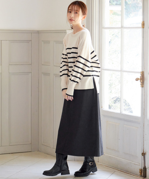 ikka(イッカ)の「【親子コーデ】クリーミーサイドスリットニット(ニット/セーター・レディース・ミント/ベージュ/ダークラベンダー/オフホワイト/グレー/チャコールグレー・M/L/S)」の10枚目の写真