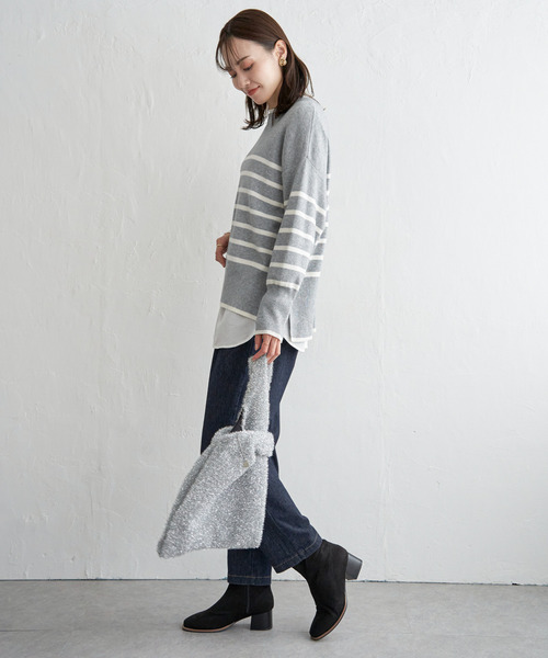 ikka(イッカ)の「【親子コーデ】クリーミーサイドスリットニット(ニット/セーター・レディース・ミント/ベージュ/ダークラベンダー/オフホワイト/グレー/チャコールグレー・M/L/S)」の21枚目の写真