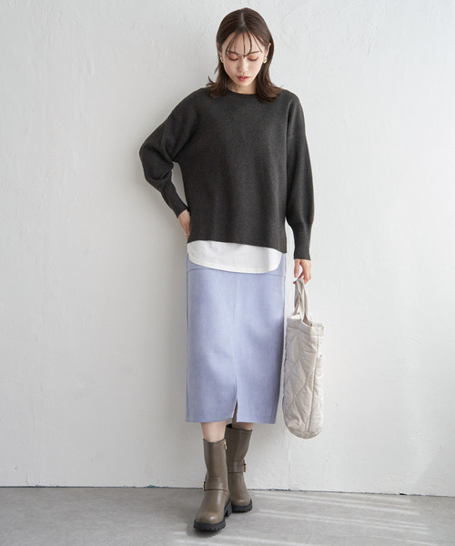 ikka(イッカ)の「【親子コーデ】クリーミーサイドスリットニット(ニット/セーター・レディース・ミント/ベージュ/ダークラベンダー/オフホワイト/グレー/チャコールグレー・M/L/S)」の18枚目の写真