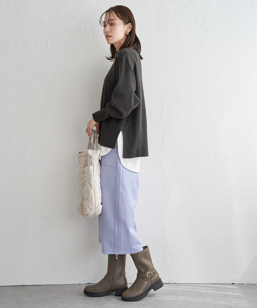 ikka(イッカ)の「【親子コーデ】クリーミーサイドスリットニット(ニット/セーター・レディース・ミント/ベージュ/ダークラベンダー/オフホワイト/グレー/チャコールグレー・M/L/S)」の19枚目の写真