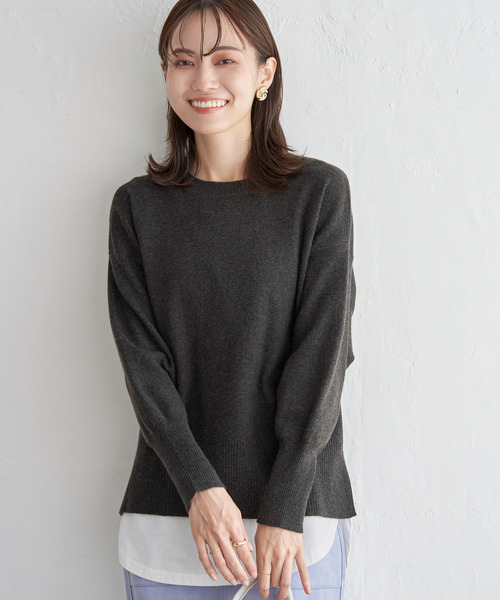 ikka(イッカ)の「【親子コーデ】クリーミーサイドスリットニット(ニット/セーター・レディース・ミント/ベージュ/ダークラベンダー/オフホワイト/グレー/チャコールグレー・M/L/S)」の17枚目の写真