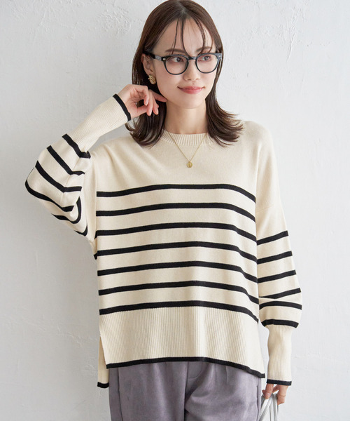 ikka(イッカ)の「【親子コーデ】クリーミーサイドスリットニット(ニット/セーター・レディース・ミント/ベージュ/ダークラベンダー/オフホワイト/グレー/チャコールグレー・M/L/S)」の14枚目の写真