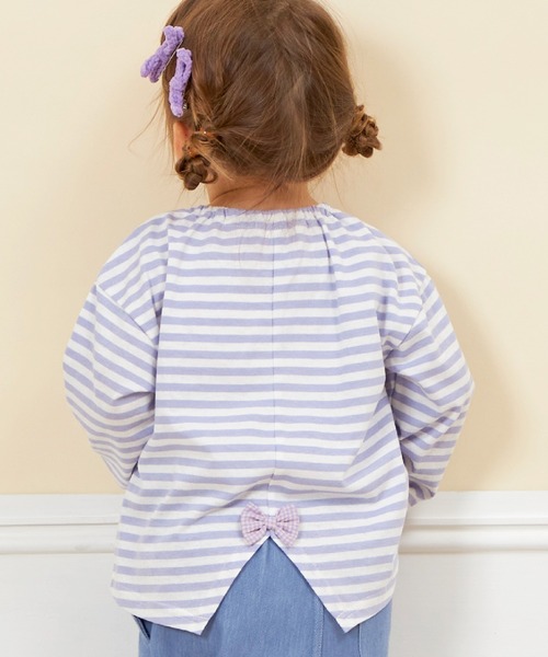 KP（ケーピー）の「【WEB限定】ワンポイント刺繍長袖ボーダーTシャツ(80～140)（Tシャツ/カットソー・キッズ・ラベンダー/ベージュ/ピンク・100cm/90cm/80ｃｍ/140cm/130cm/120cm/110cm）」の19枚目の写真