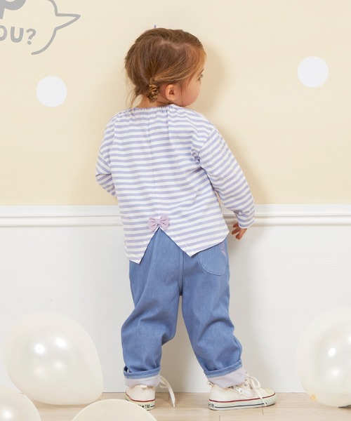 KP（ケーピー）の「【WEB限定】ワンポイント刺繍長袖ボーダーTシャツ(80～140)（Tシャツ/カットソー・キッズ・ラベンダー/ベージュ/ピンク・100cm/90cm/80ｃｍ/140cm/130cm/120cm/110cm）」の20枚目の写真