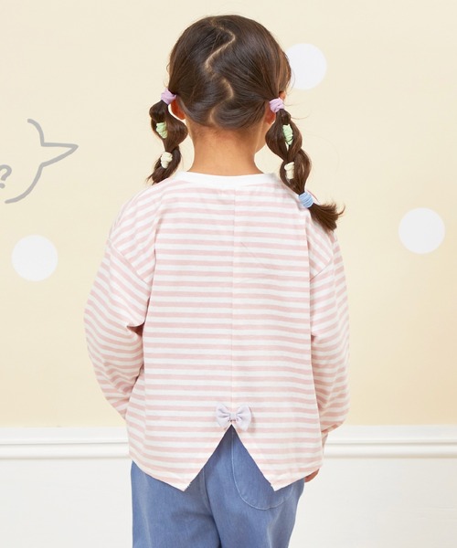 KP（ケーピー）の「【WEB限定】ワンポイント刺繍長袖ボーダーTシャツ(80～140)（Tシャツ/カットソー・キッズ・ラベンダー/ベージュ/ピンク・100cm/90cm/80ｃｍ/140cm/130cm/120cm/110cm）」の6枚目の写真