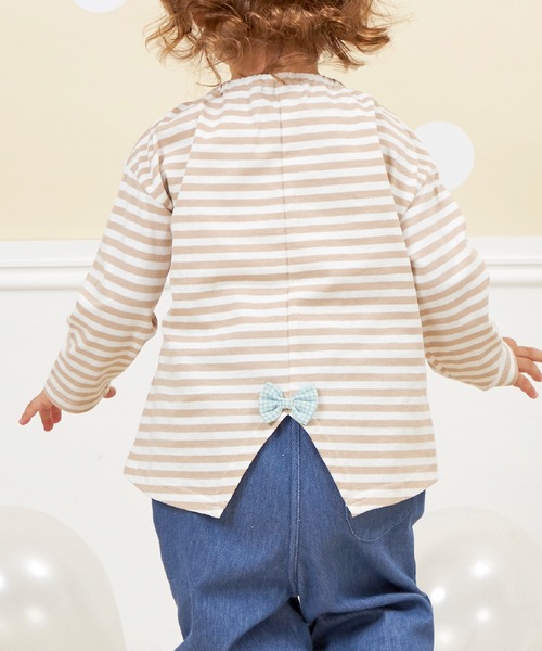 KP（ケーピー）の「【WEB限定】ワンポイント刺繍長袖ボーダーTシャツ(80～140)（Tシャツ/カットソー・キッズ・ラベンダー/ベージュ/ピンク・100cm/90cm/80ｃｍ/140cm/130cm/120cm/110cm）」の14枚目の写真