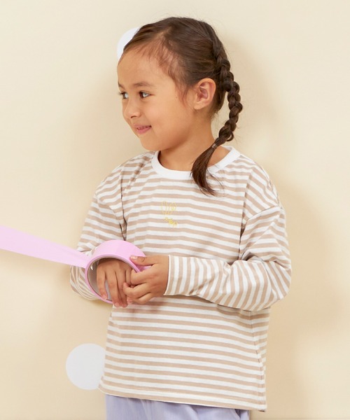 KP（ケーピー）の「【WEB限定】ワンポイント刺繍長袖ボーダーTシャツ(80～140)（Tシャツ/カットソー・キッズ・ラベンダー/ベージュ/ピンク・100cm/90cm/80ｃｍ/140cm/130cm/120cm/110cm）」の16枚目の写真