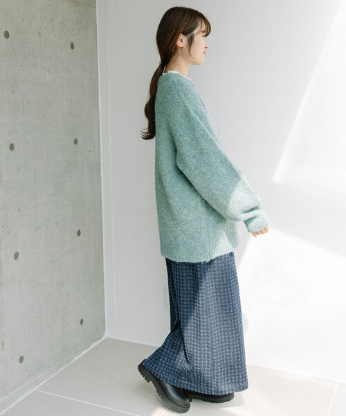 POU DOU DOU(プードゥドゥ)の「ブークレクルーネックニットカーディガン(カーディガン/ボレロ・レディース・ベージュ/ミント/ラベンダー・M)」の8枚目の写真