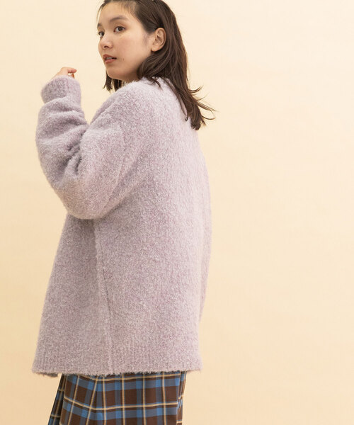 POU DOU DOU(プードゥドゥ)の「ブークレクルーネックニットカーディガン(カーディガン/ボレロ・レディース・ベージュ/ミント/ラベンダー・M)」の11枚目の写真