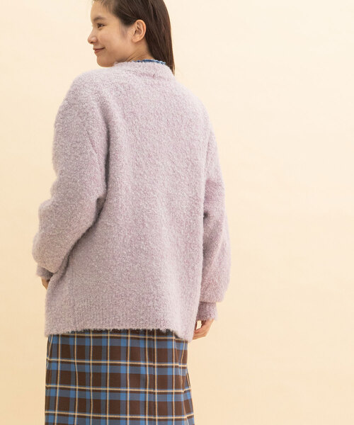 POU DOU DOU(プードゥドゥ)の「ブークレクルーネックニットカーディガン(カーディガン/ボレロ・レディース・ベージュ/ミント/ラベンダー・M)」の12枚目の写真