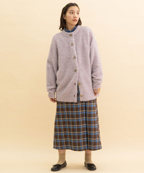 POU DOU DOU(プードゥドゥ)の「ブークレクルーネックニットカーディガン(カーディガン/ボレロ・レディース・ベージュ/ミント/ラベンダー・M)」の13枚目の写真