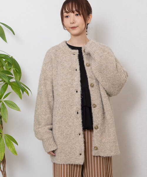 POU DOU DOU(プードゥドゥ)の「ブークレクルーネックニットカーディガン(カーディガン/ボレロ・レディース・ベージュ/ミント/ラベンダー・M)」の17枚目の写真