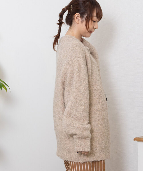 POU DOU DOU(プードゥドゥ)の「ブークレクルーネックニットカーディガン(カーディガン/ボレロ・レディース・ベージュ/ミント/ラベンダー・M)」の20枚目の写真