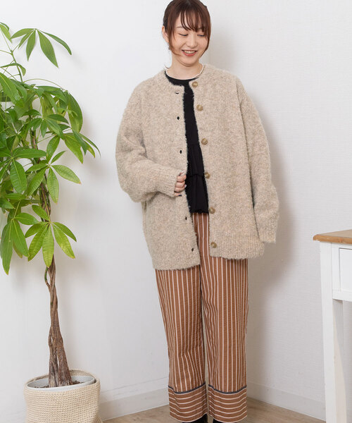 POU DOU DOU(プードゥドゥ)の「ブークレクルーネックニットカーディガン(カーディガン/ボレロ・レディース・ベージュ/ミント/ラベンダー・M)」の22枚目の写真