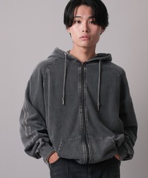 SlashDate（スラッシュデイト）の「【81】スノーウォッシュ加工 サイドライン 裏起毛 ジップパーカー（パーカー・メンズ）」