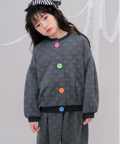 unica(ユニカ)の「ポコポコドットカーディガン(カーディガン/ボレロ・キッズ・チャコール/ブラック・L/XL/M)」の1枚目の写真