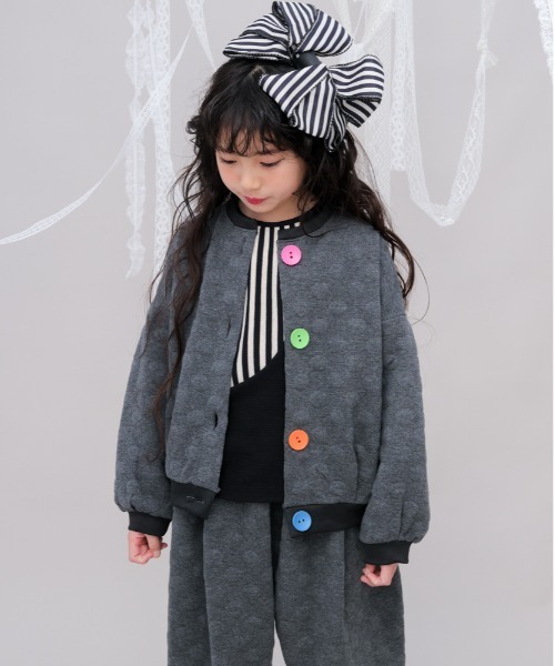unica(ユニカ)の「ポコポコドットカーディガン(カーディガン/ボレロ・キッズ・チャコール/ブラック・L/XL/M)」の8枚目の写真