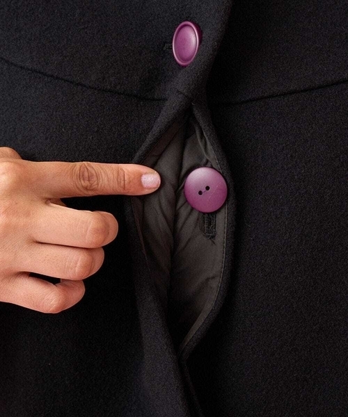 Jocomomola（ホコモモラ）の「メルトン ノーカラーロングコート（ノー