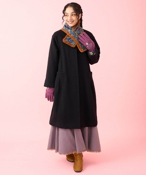 Jocomomola（ホコモモラ）の「メルトン ノーカラーロングコート（ノー