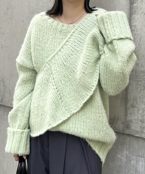 mline（エムライン）の「[mline]ビッグ襟ニット（パーカー・レディース・チャコールグレー/グリーン/ピンク・FREE）」の15枚目の写真