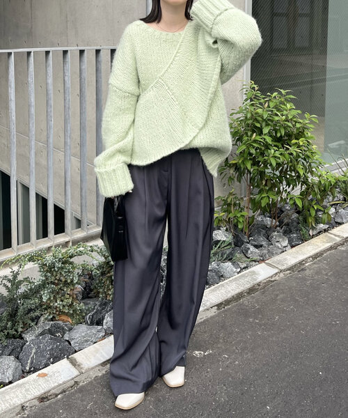 mline（エムライン）の「[mline]ビッグ襟ニット（パーカー・レディース・チャコールグレー/グリーン/ピンク・FREE）」の17枚目の写真