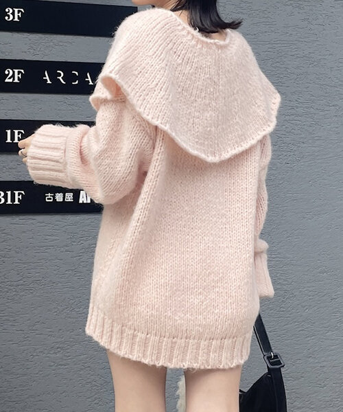 mline（エムライン）の「[mline]ビッグ襟ニット（パーカー・レディース・チャコールグレー/グリーン/ピンク・FREE）」の20枚目の写真