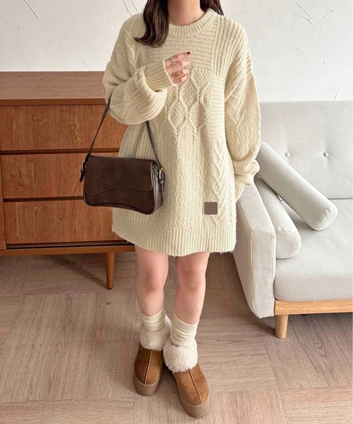 セール】【apres jour clair】オーバーサイズケーブルニット【ZOZOTOWN