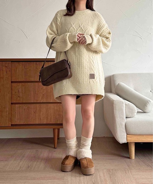 セール】【apres jour clair】オーバーサイズケーブルニット【ZOZOTOWN