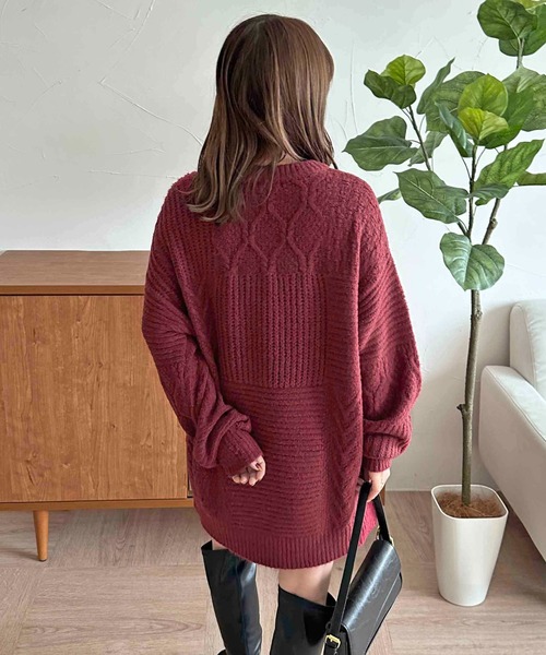 セール】【apres jour clair】オーバーサイズケーブルニット【ZOZOTOWN