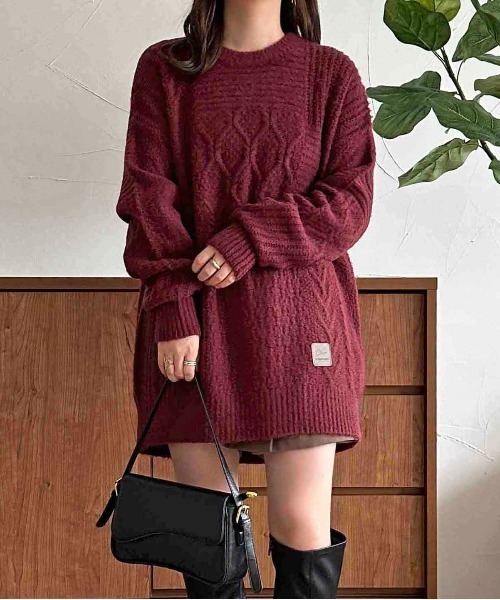 セール】【apres jour clair】オーバーサイズケーブルニット【ZOZOTOWN