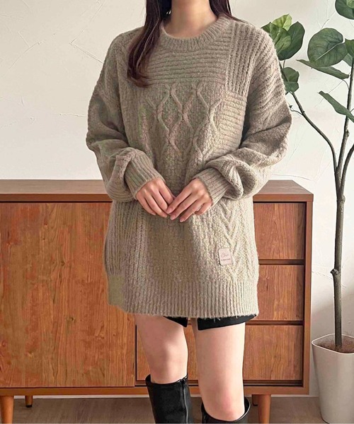 apres jour clair(アプレジュールクレア)の「【apres jour clair】オーバーサイズケーブルニット【ZOZOTOWN限定アイテム】(ニット/セーター・レディース・アイボリー/グレイッシュベージュ/ボルドー・X-LARGE/フリー)」の11枚目の写真