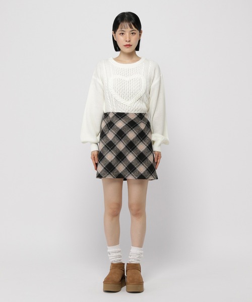 3.3 Field Trip （3.3フィールドトリップ）の「3.3 Field Trip／台形チェックスカート（裏地あり）（スカート・レディース・ブラック/レッド・FREE）」の9枚目の写真