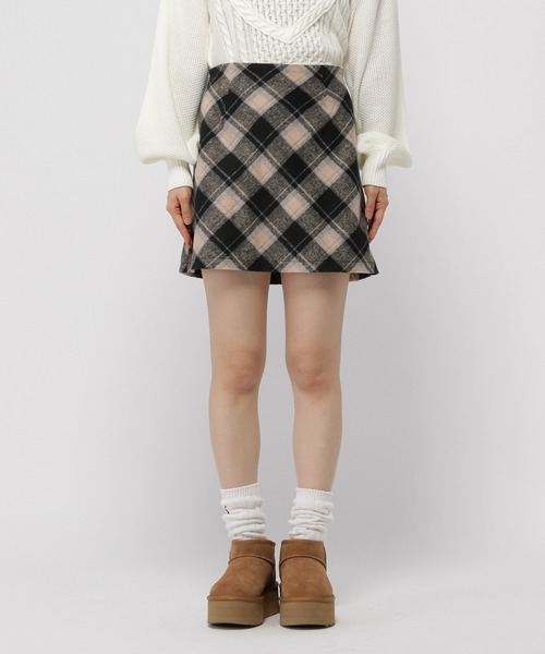 3.3 Field Trip （3.3フィールドトリップ）の「3.3 Field Trip／台形チェックスカート（裏地あり）（スカート・レディース・ブラック/レッド・FREE）」の10枚目の写真