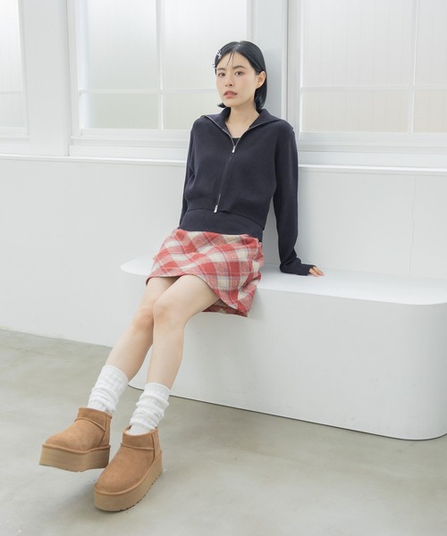 3.3 Field Trip （3.3フィールドトリップ）の「3.3 Field Trip／台形チェックスカート（裏地あり）（スカート・レディース・ブラック/レッド・FREE）」の22枚目の写真