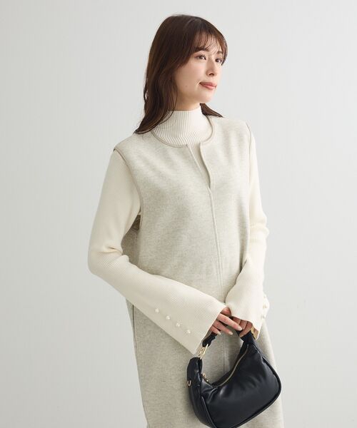 Green　Parks（グリーンパークス）の「圧縮ポンチ合皮パイピングジャンスカ（ジャンパースカート・レディース・アイボリー/ダークグリーン・FREE）」の20枚目の写真