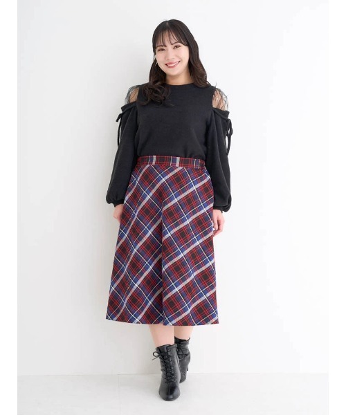 Re-J&SUPURE(リジェイアンドスプル)の「【大きいサイズ】肩チュールシアーパール付き起毛リブトップス(ニット/セーター・レディース・ピンク/オフホワイト/ブラック・XX-LARGE/X-LARGE)」の18枚目の写真