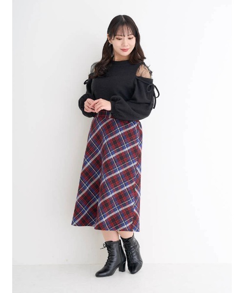 Re-J&SUPURE(リジェイアンドスプル)の「【大きいサイズ】肩チュールシアーパール付き起毛リブトップス(ニット/セーター・レディース・ピンク/オフホワイト/ブラック・XX-LARGE/X-LARGE)」の19枚目の写真