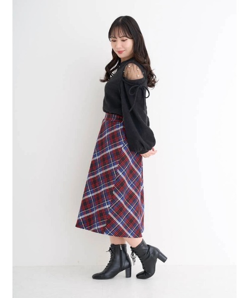 Re-J&SUPURE(リジェイアンドスプル)の「【大きいサイズ】肩チュールシアーパール付き起毛リブトップス(ニット/セーター・レディース・ピンク/オフホワイト/ブラック・XX-LARGE/X-LARGE)」の20枚目の写真
