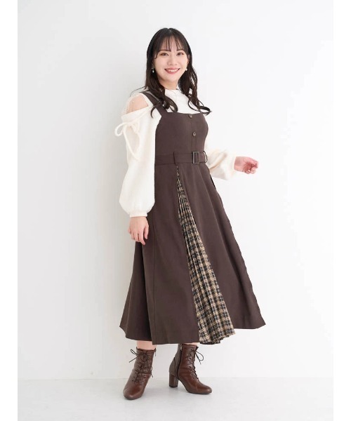 Re-J&SUPURE(リジェイアンドスプル)の「【大きいサイズ】肩チュールシアーパール付き起毛リブトップス(ニット/セーター・レディース・ピンク/オフホワイト/ブラック・XX-LARGE/X-LARGE)」の10枚目の写真