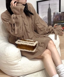 Ambre Neige by りなてぃ（アンブルネージュバイリナティ）の「【りなてぃコラボ】ケーブルニットチュニック/WEB/EC限定商品（ニット/セーター）」