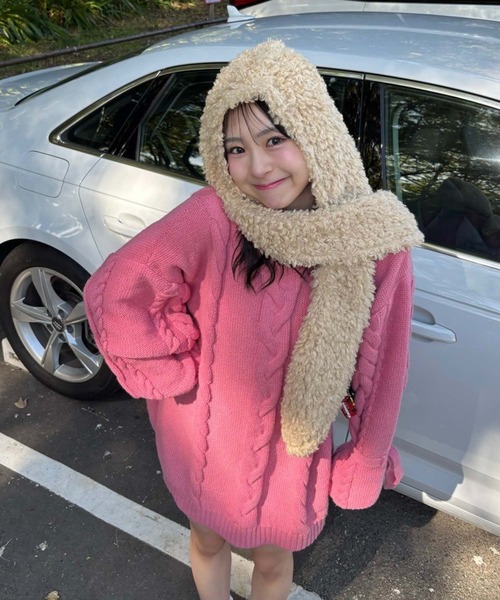 【大人気完売品！りなてぃコラボ】ケーブルニットチュニック/WEB/EC限定商品 Ambre Neige by りなてぃ（アンブルネージュバイリナティ）の「【りな