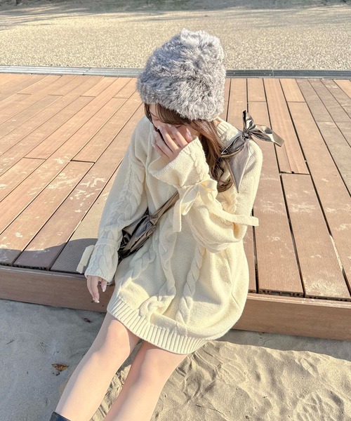 りなてぃコラボ】ケーブルニットチュニック/WEB/EC限定商品完売カラー