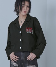 フリンジ刺繍開襟シャツ